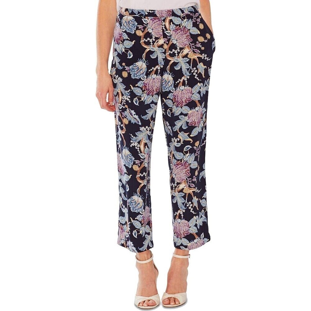 Vince Camuto Women's Cropped Pants Mystic Blooms Blue Printed Size S $139
